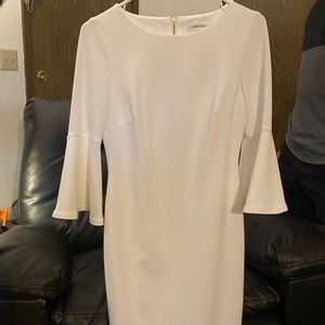 Calvin Klein 3/4 Bell Sleeve Boat Neck Sheath Dress